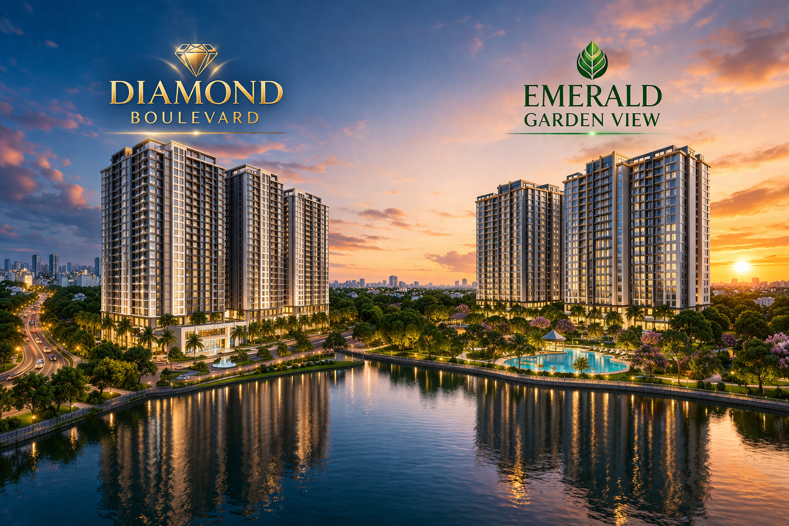 So sánh Diamond Boulevard và Emerald Garden View cùng mức giá 36 triệu/m²: nên chọn dự án nào?